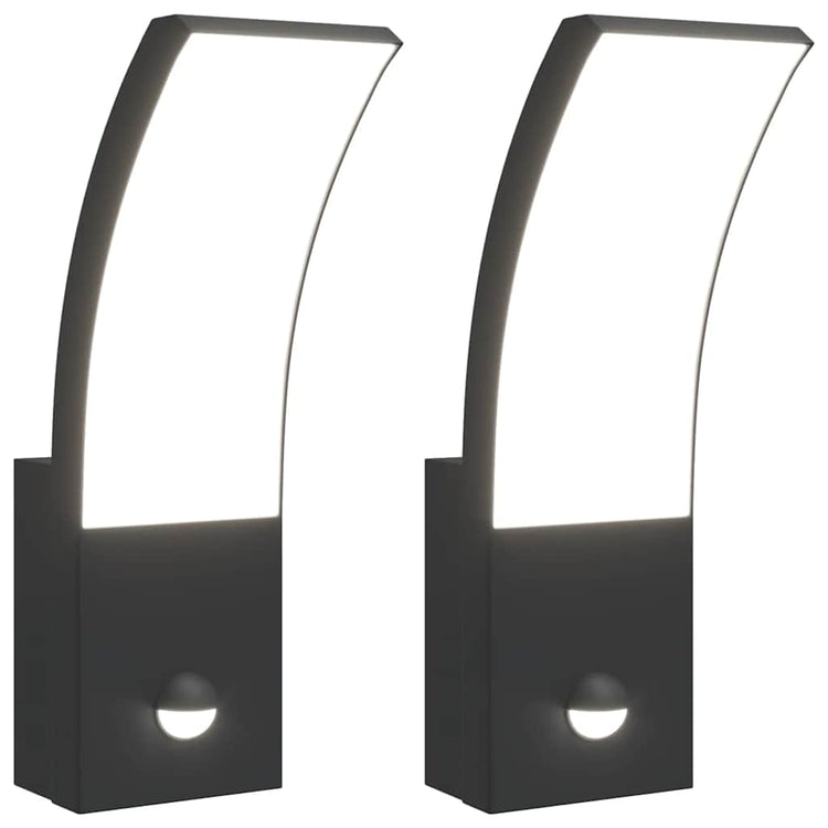 Vidaxl Outdoor -Wandlampen 2 ST LED mit Sensoren Aluminium Schwarz gegossen