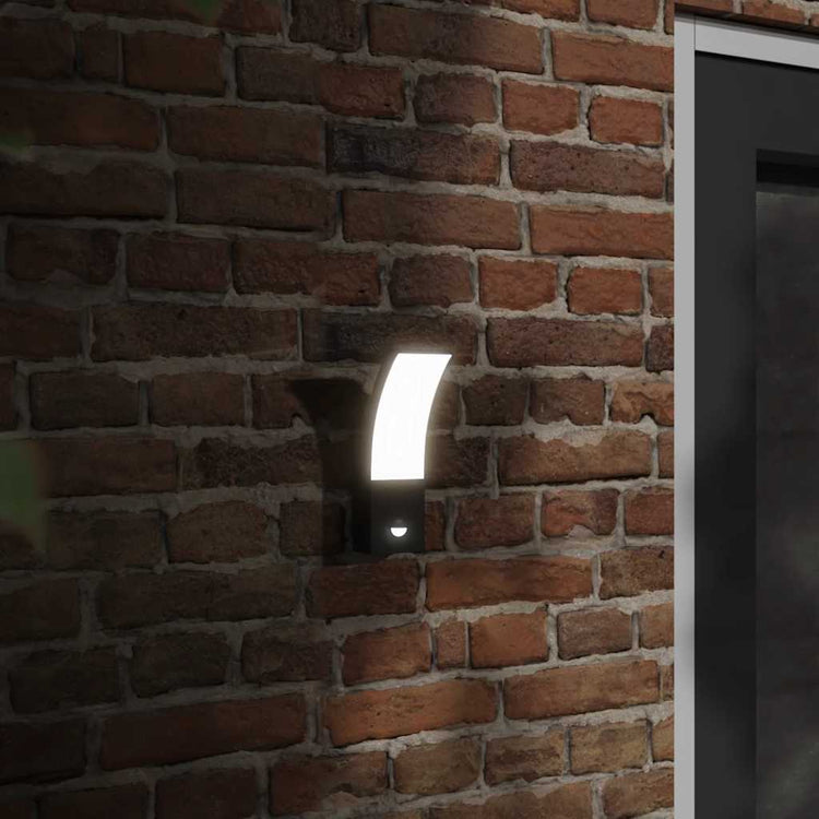 Vidaxl Outdoor -Wandlampen 2 ST LED mit Sensoren Aluminium Schwarz gegossen
