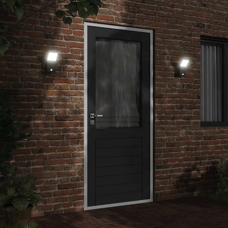Vidaxl Outdoor -Wandlampe mit Sensoren mit Aluminium schwarz gegossen