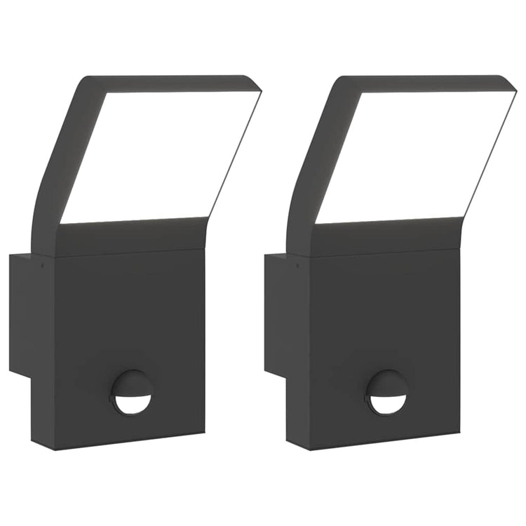 Vidaxl Outdoor -Wandlampen 2 ST LED mit Sensoren Aluminium Schwarz gegossen