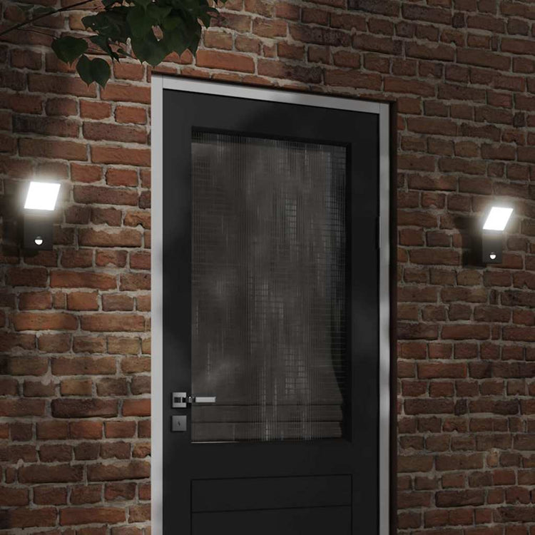 Vidaxl Outdoor -Wandlampen 2 ST LED mit Sensoren Aluminium Schwarz gegossen