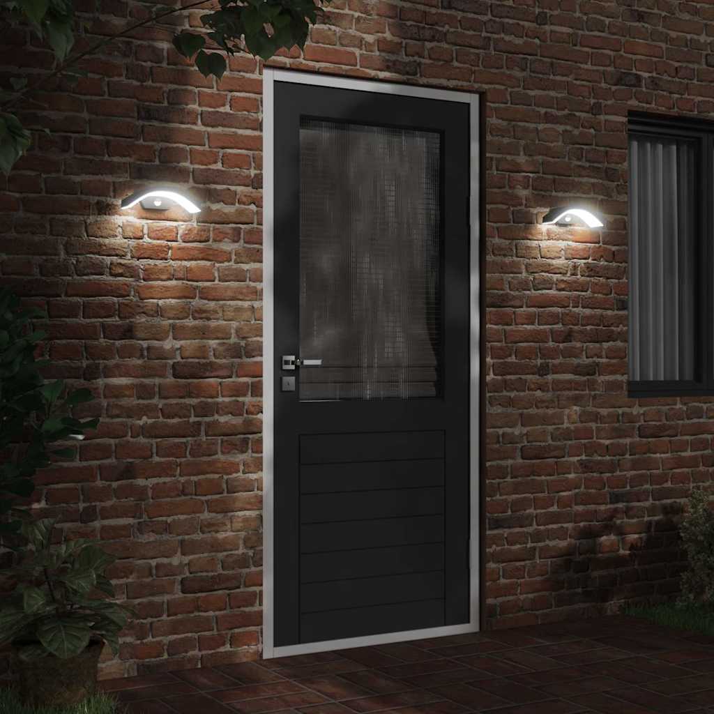 Vidaxl Outdoor -Wandlampen 2 ST LED mit Sensoren Aluminium Schwarz gegossen