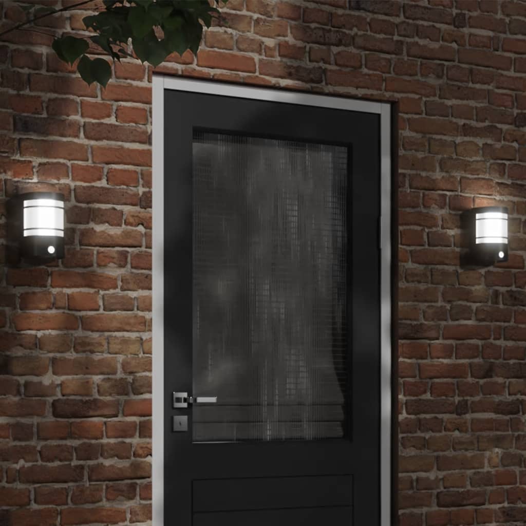 Vidaxl Außenwandlampe mit Sensor Edelstahl schwarz