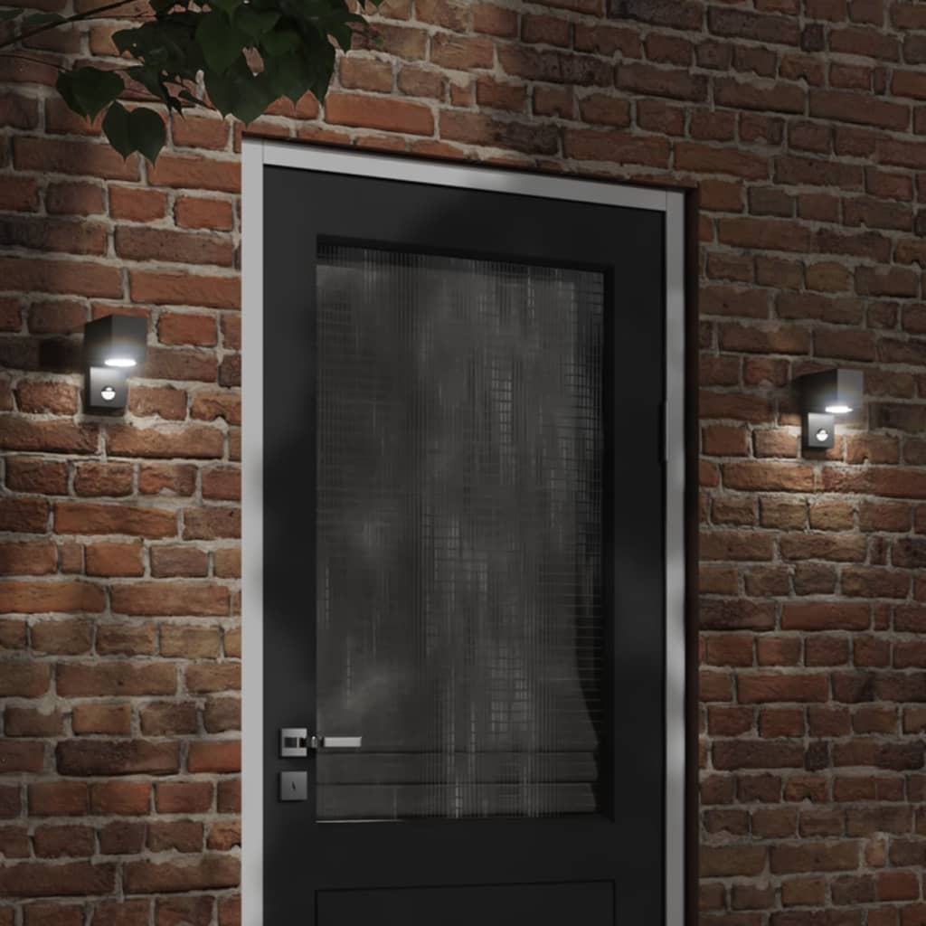Vidaxl Außenwandlampe mit Sensorguss Aluminium schwarz