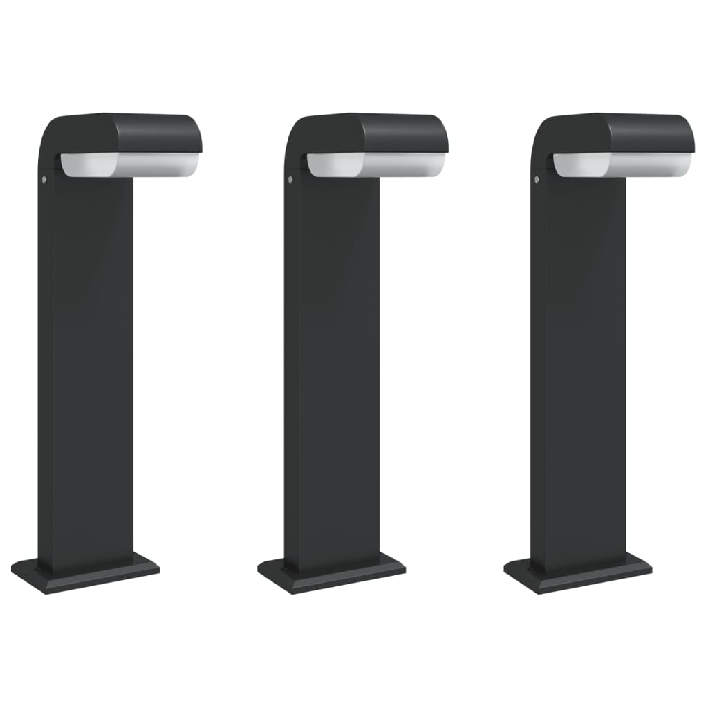 Vidaxl Outdoor -Lampen 3 ST 50 cm Guss Aluminium Schwarz