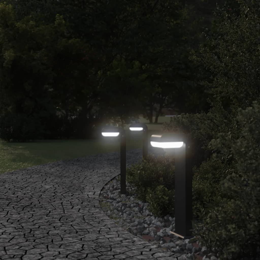 Vidaxl Outdoor -Lampen 3 ST 50 cm Guss Aluminium Schwarz