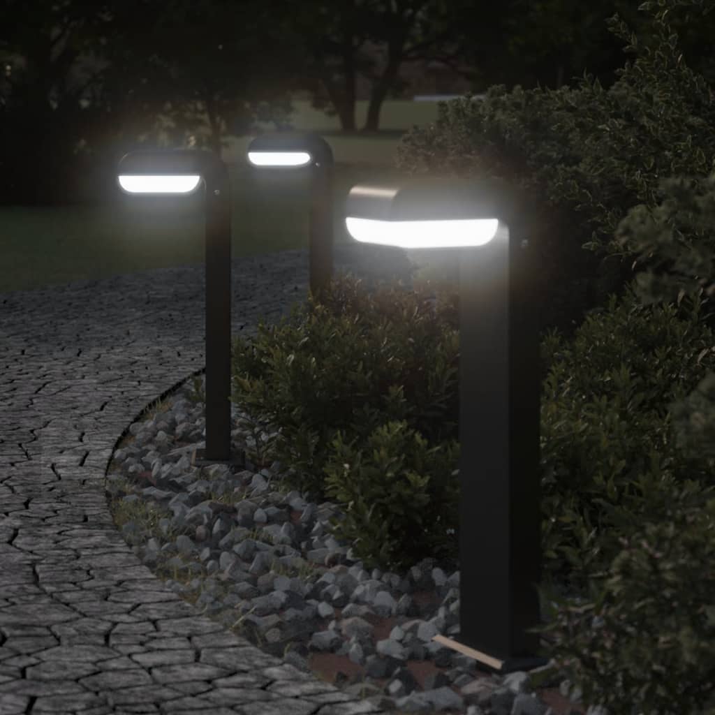 Vidaxl Outdoor -Lampen 3 ST 50 cm Guss Aluminium Schwarz