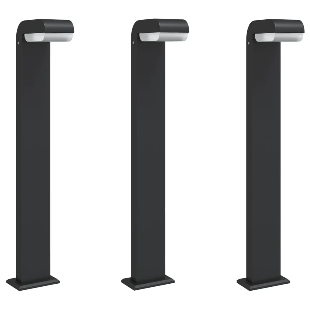 Vidaxl -Stehlampen für außen 3 ST 80 cm Aluminium Schwarz gegossen