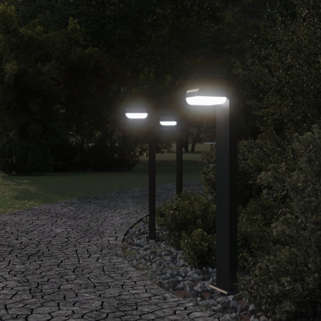 Vidaxl -Stehlampen für außen 3 ST 80 cm Aluminium Schwarz gegossen