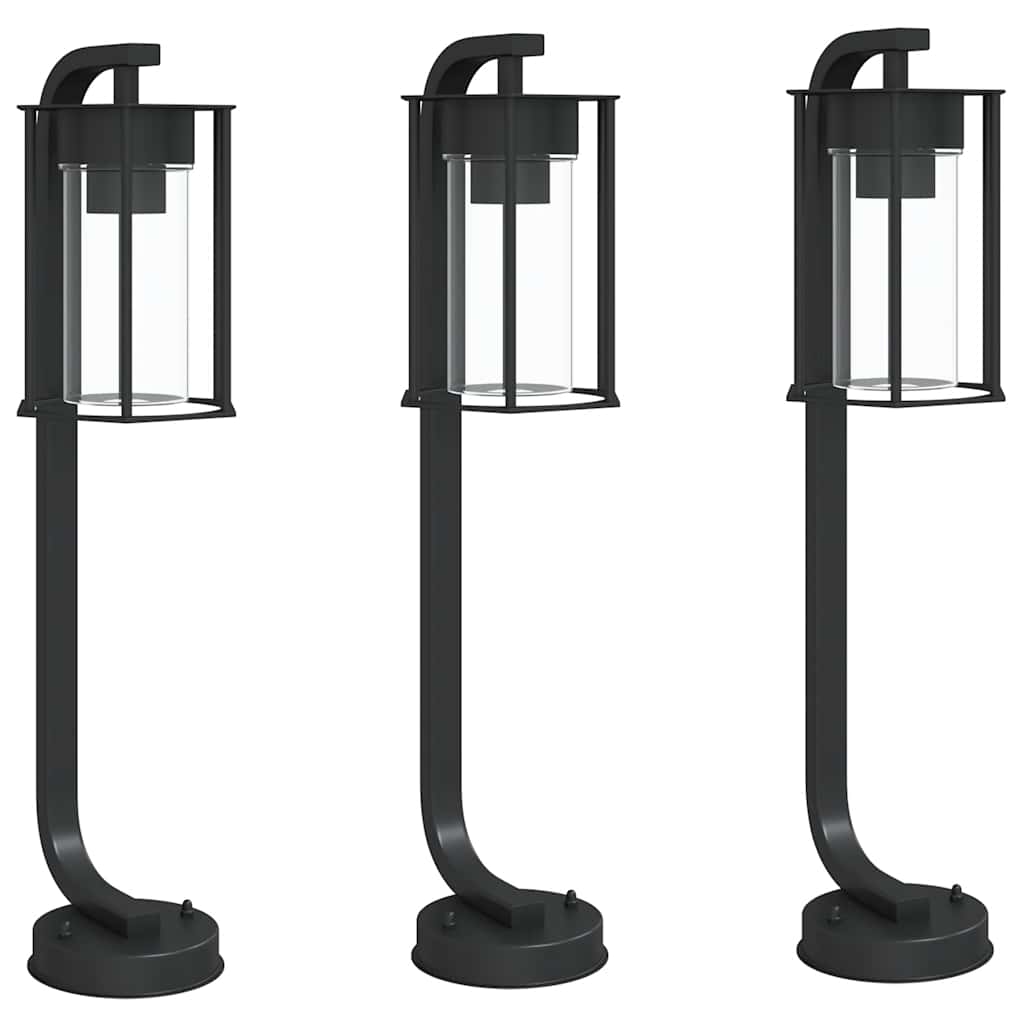 Vidaxl -Stehlampe für außen 3 Stcs 60 cm Edelstahl schwarz