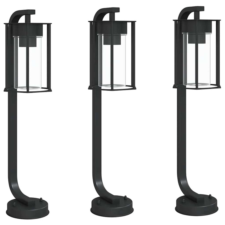 Vidaxl -Stehlampe für außen 3 Stcs 60 cm Edelstahl schwarz