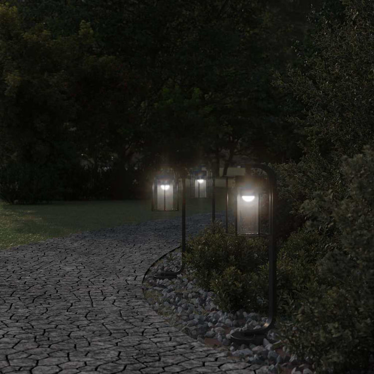 Vidaxl -Stehlampe für außen 3 Stcs 60 cm Edelstahl schwarz