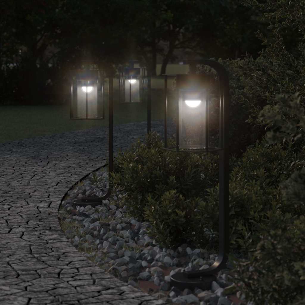 Vidaxl -Stehlampe für außen 3 Stcs 60 cm Edelstahl schwarz