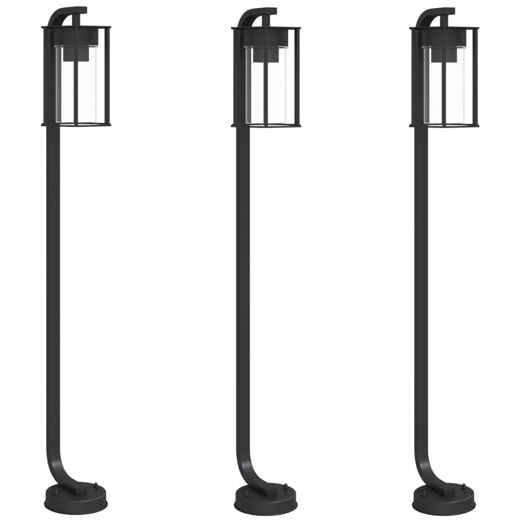 Vidaxl -Stehlampe für außen 3 pc 100 cm Edelstahl schwarz