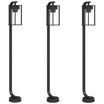 Vidaxl -Stehlampe für außen 3 pc 100 cm Edelstahl schwarz