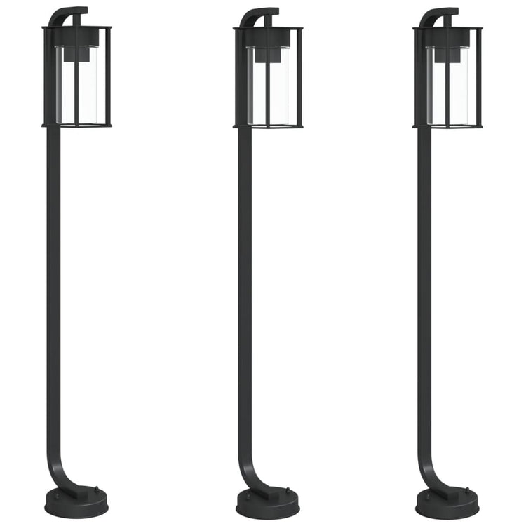 Vidaxl -Stehlampe für außen 3 pc 100 cm Edelstahl schwarz