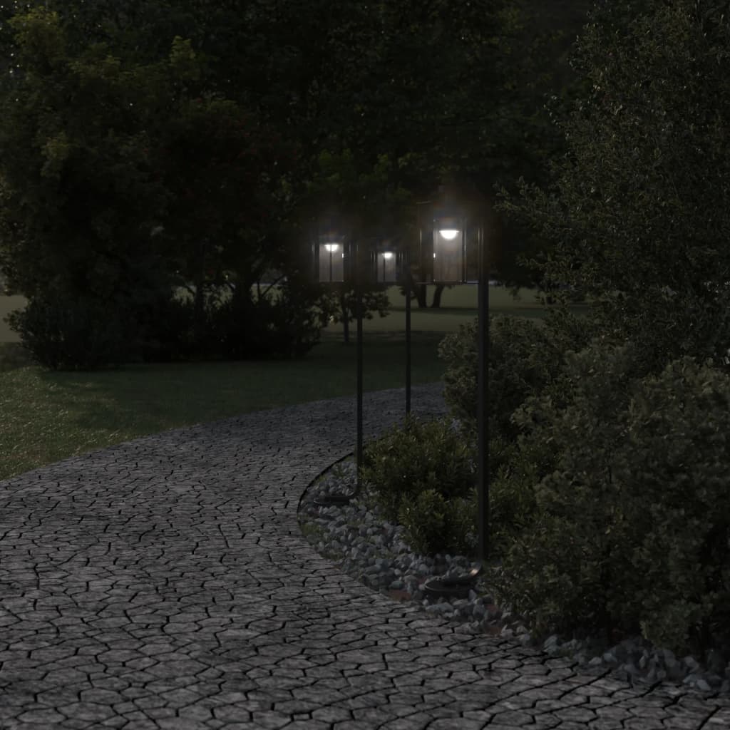 Vidaxl -Stehlampe für außen 3 pc 100 cm Edelstahl schwarz