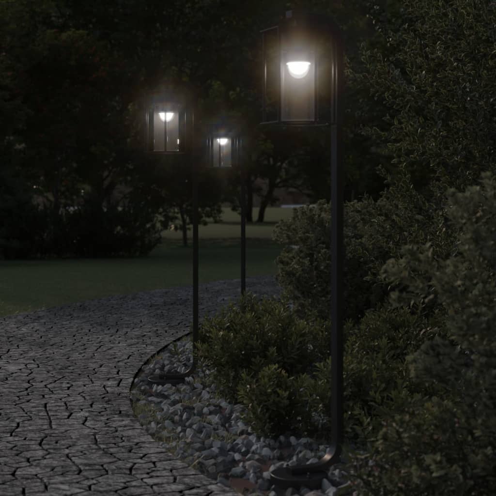 Vidaxl -Stehlampe für außen 3 pc 100 cm Edelstahl schwarz