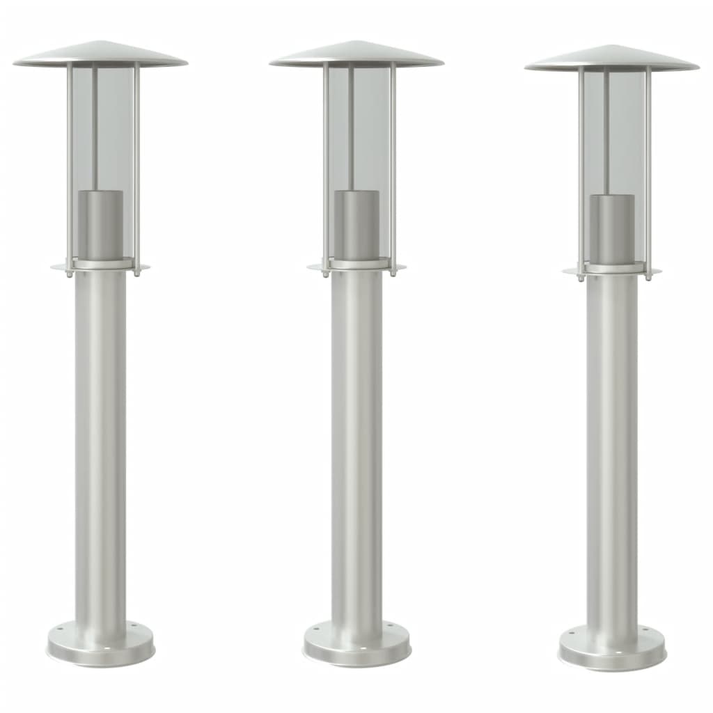 Vidaxx Außenstehleuchte 3 Stk. 60 cm Edelstahl silberfarben