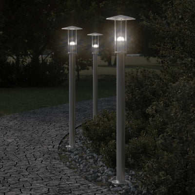 VIDAXL -Stehlampe für Außen 100 cm Edelstahl Silber gefärbt