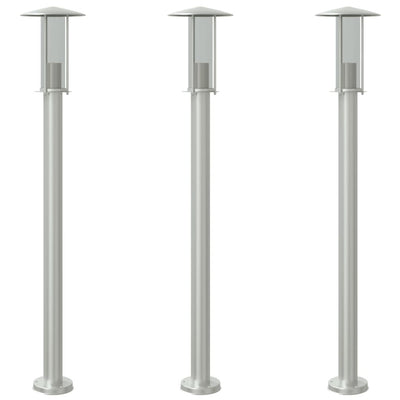 VIDAXL -Stehlampe für Außen 3 ST 100 cm Edelstahl Silberfarbe