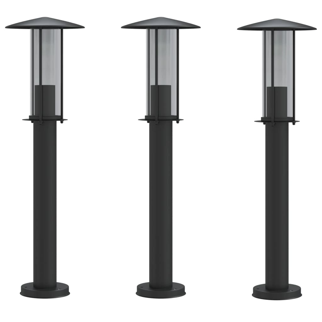 Vidaxl -Stehlampe für außen 3 Stcs 60 cm Edelstahl schwarz