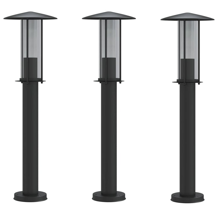 Vidaxl -Stehlampe für außen 3 Stcs 60 cm Edelstahl schwarz
