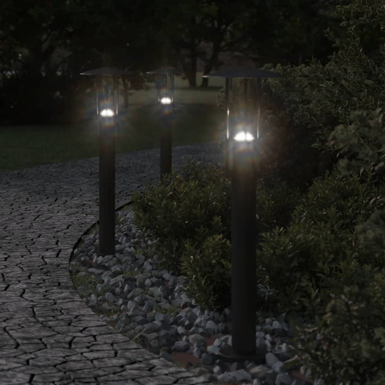 Vidaxl -Stehlampe für außen 3 Stcs 60 cm Edelstahl schwarz
