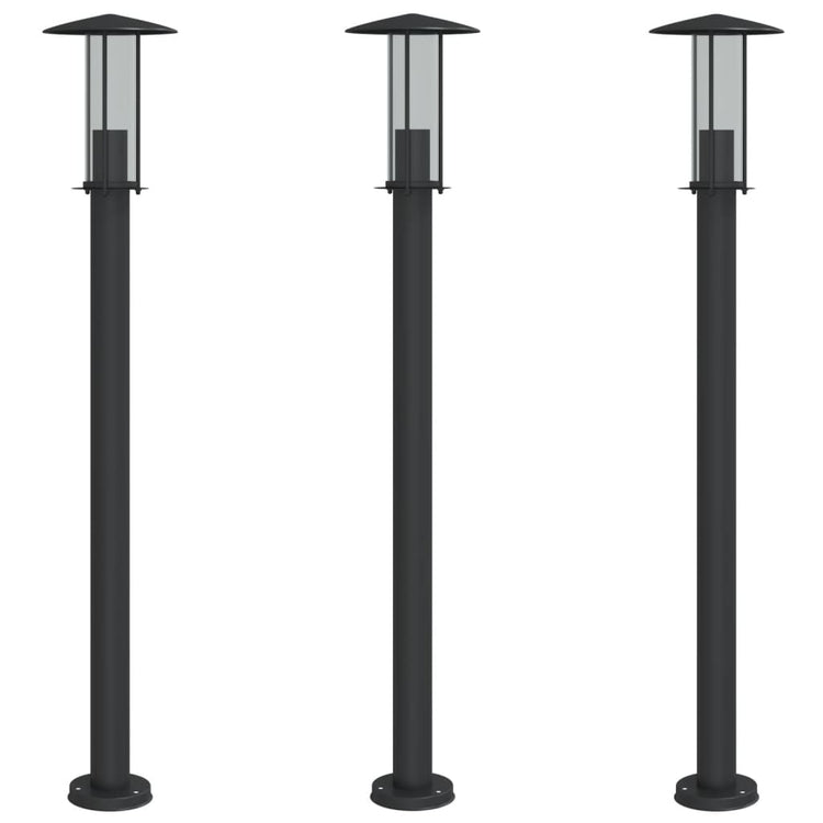 Vidaxl -Stehlampe für außen 3 pc 100 cm Edelstahl schwarz