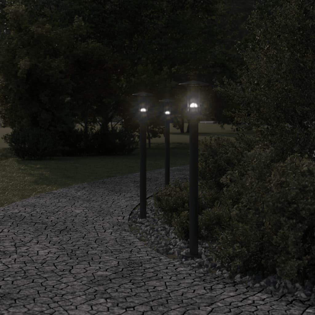 Vidaxl -Stehlampe für außen 3 pc 100 cm Edelstahl schwarz