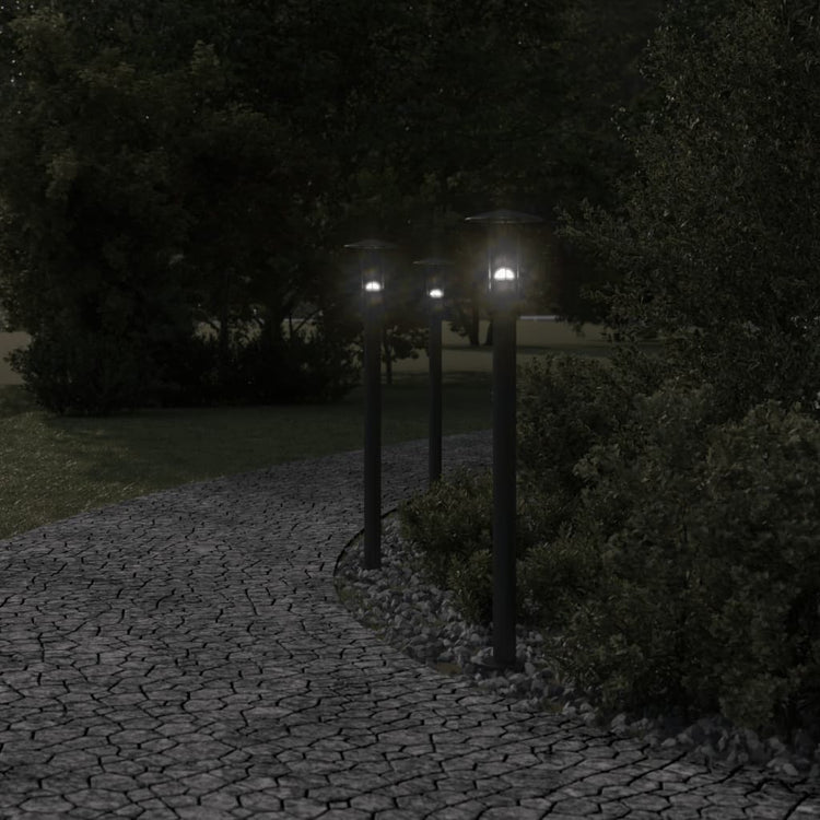 Vidaxl -Stehlampe für außen 3 pc 100 cm Edelstahl schwarz