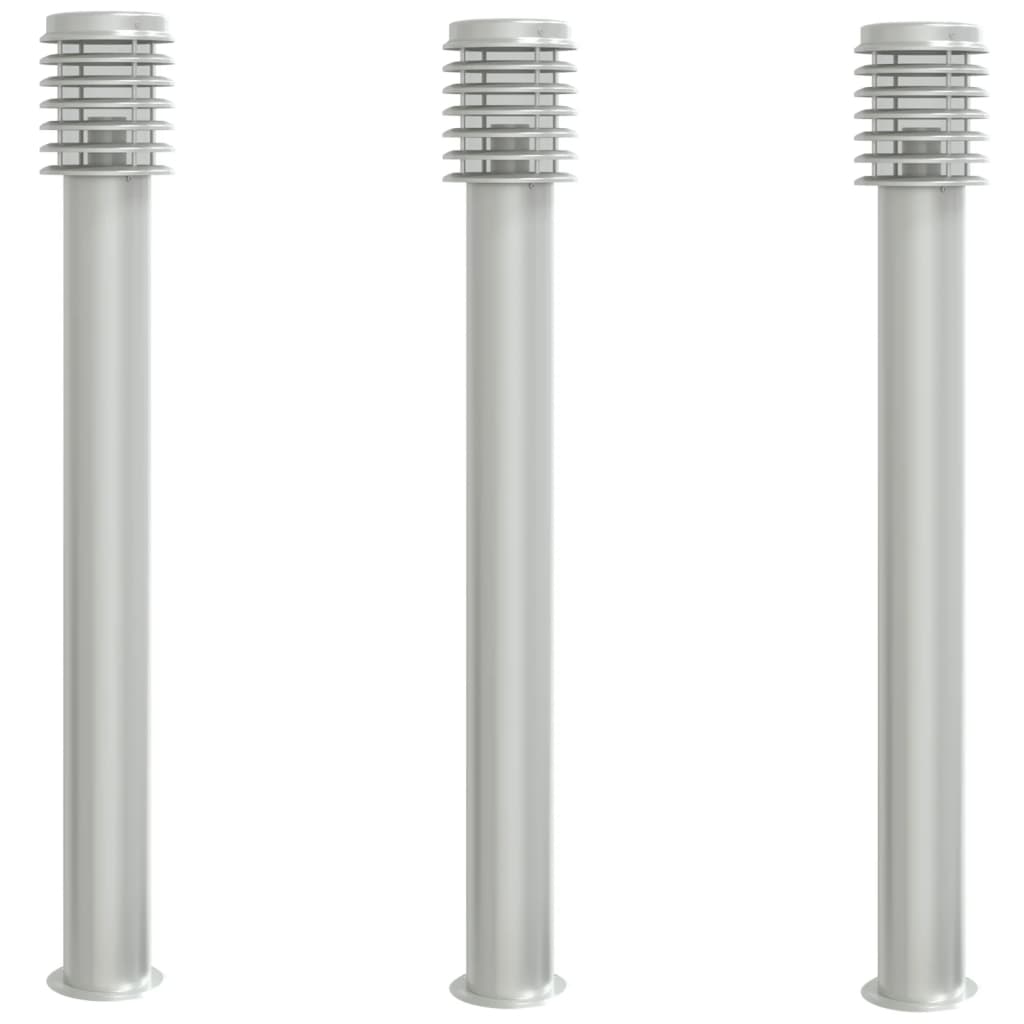 Vidaxl -Stehlampe für außen 3 ST 110 cm Edelstahl Silberfarbe