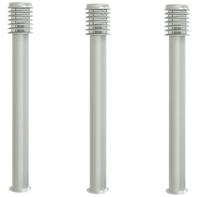 Vidaxl -Stehlampe für außen 3 ST 110 cm Edelstahl Silberfarbe