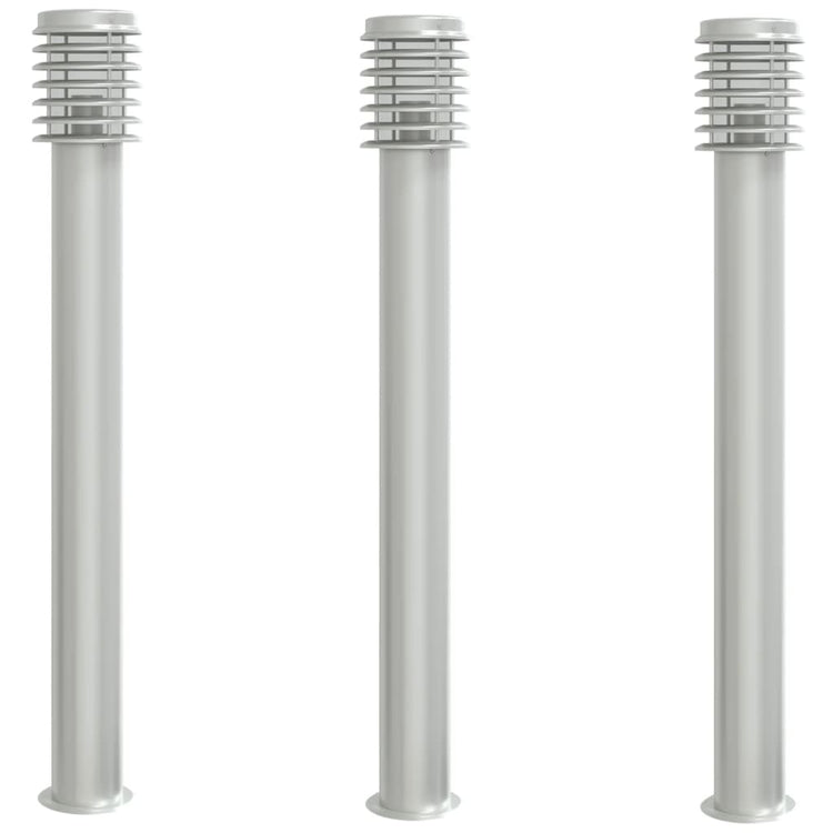 Vidaxl -Stehlampe für außen 3 ST 110 cm Edelstahl Silberfarbe