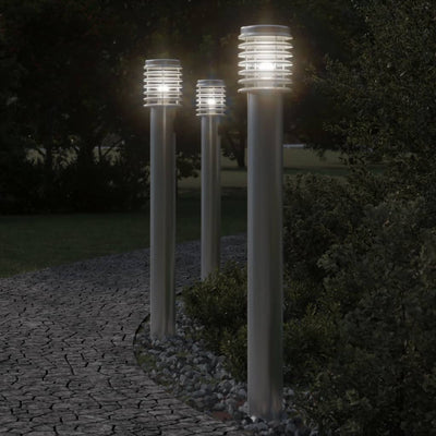 Vidaxl -Stehlampe für außen 3 ST 110 cm Edelstahl Silberfarbe