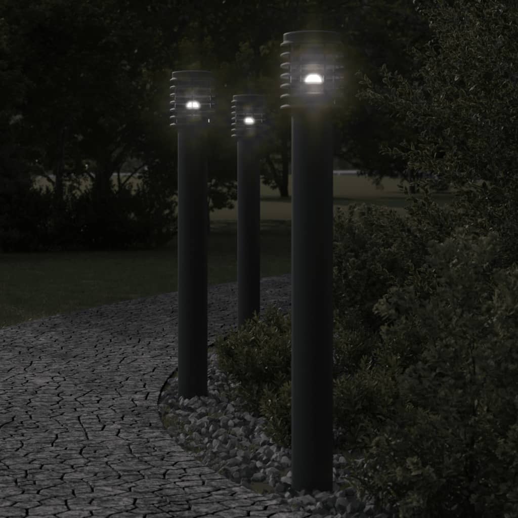 Vidaxl -Stehlampe für außen 110 cm Edelstahlschwarz