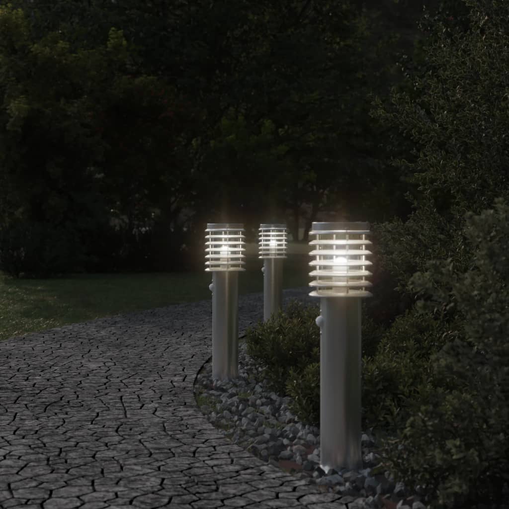 VIDAXL -Stehlampe für Außenseiter mit Sensor 60 cm Edelstahl Silber