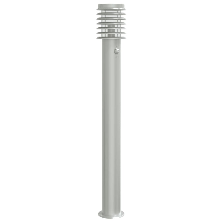 VIDAXL -Stehlampe für außen mit Sensor 110 cm Edelstahl Silber