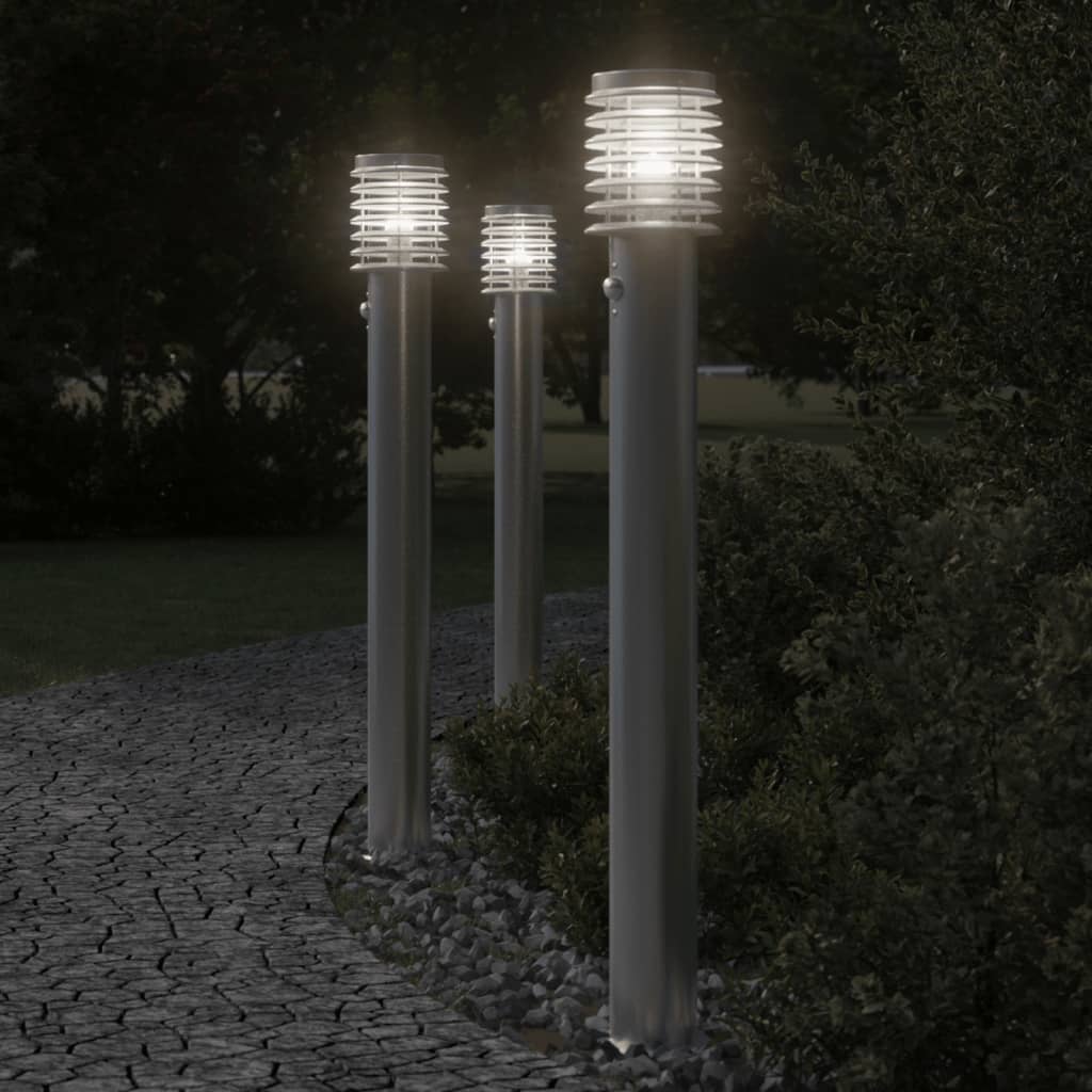 Vidaxl Außenböden 3 ST mit Sensoren 110 cm Edelstahl Silber