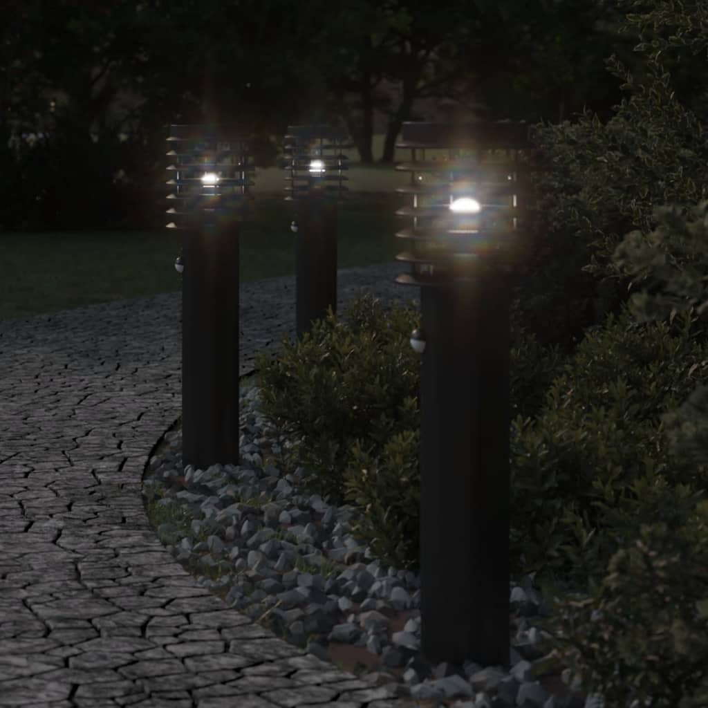 Vidaxl -Stehlampe für außen mit Sensor 60 cm Edelstahl schwarz