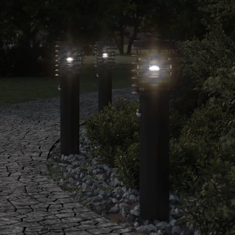 Vidaxl -Stehlampe für außen mit Sensor 60 cm Edelstahl schwarz