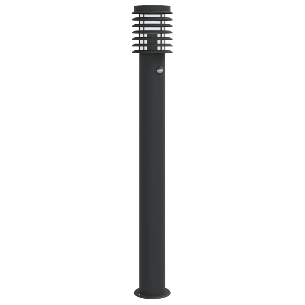 Vidaxl -Stehlampe für außen mit Sensor 110 cm Edelstahl schwarz