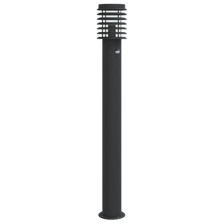 Vidaxl -Stehlampe für außen mit Sensor 110 cm Edelstahl schwarz