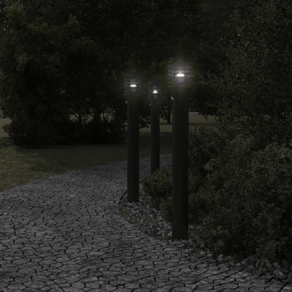 Vidaxl -Stehlampe für außen mit Sensor 110 cm Edelstahl schwarz