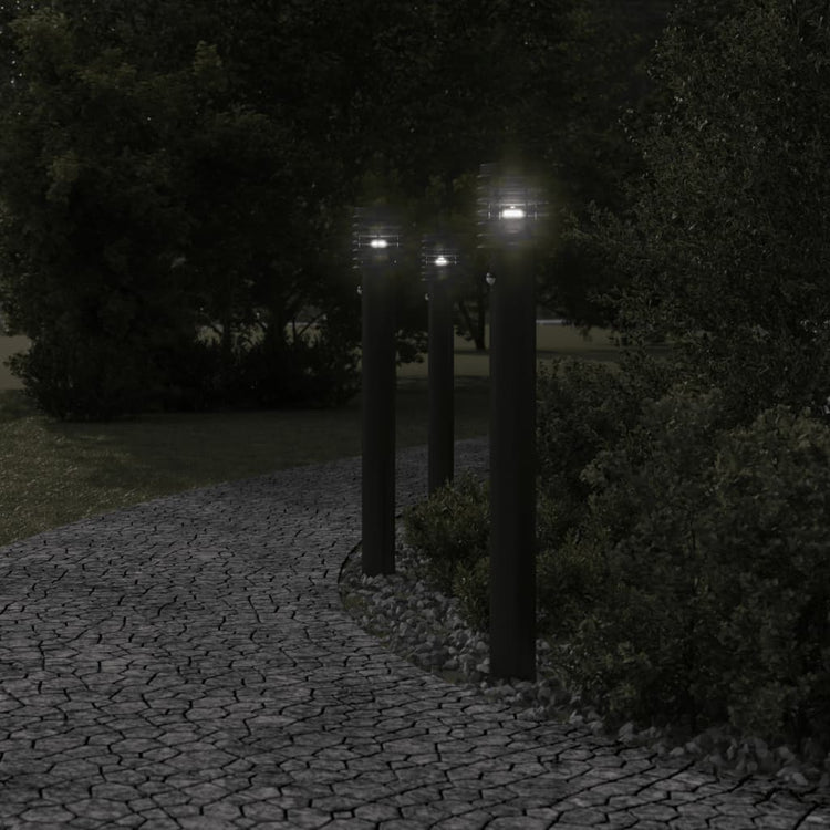 Vidaxl -Stehlampe für außen mit Sensor 110 cm Edelstahl schwarz