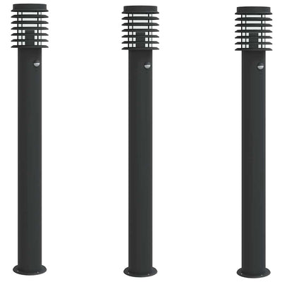 Vidaxl Außenstöfe Lampen 3 ST mit Sensoren 110 cm Edelstahl schwarz