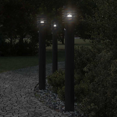 Vidaxl Außenstöfe Lampen 3 ST mit Sensoren 110 cm Edelstahl schwarz
