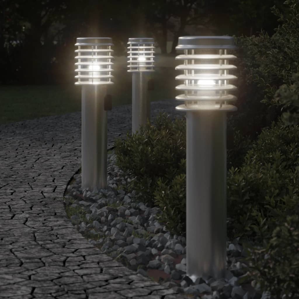 Vidaxl Außerhalb der Stehlampen 3 ST Sockel 60 cm Edelstahl Silber