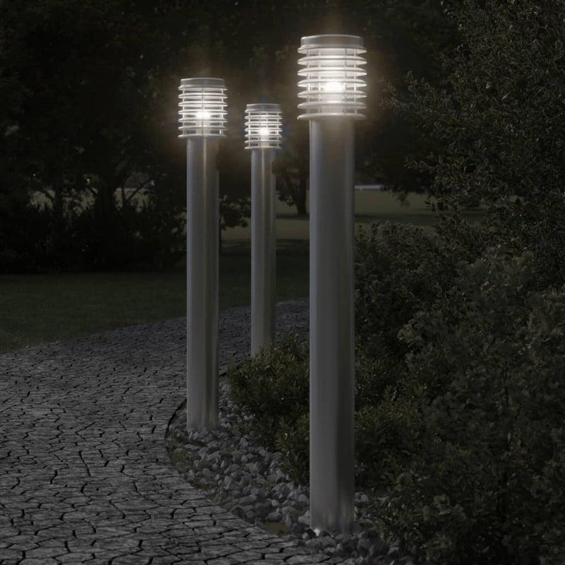 Vidaxl außen Stehlampe mit Steckdose 110 cm Edelstahl Silber