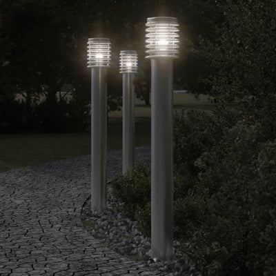 Vidaxl Außenböden 3 St. Sockel 110 cm Edelstahl Silber